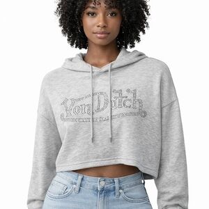 🆕️True Religion Gray Rhinestone Cropped Hoodie ✨ Y2K Streetwear